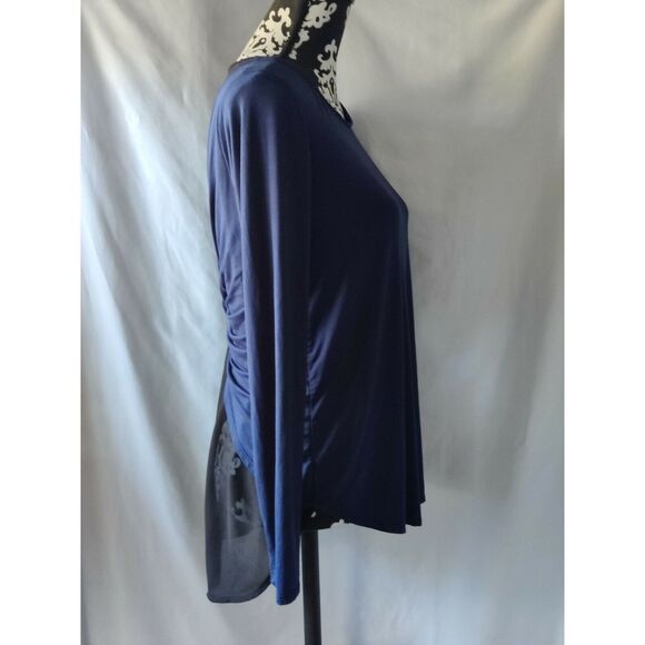 Miin Chico Top Blouse Long Sleeve Scoop Neck Blue Womens Size Small - Picture 3 of 10